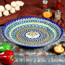 Ляган узбекский Риштанская Керамика «Узоры», d=41 см, МИКС