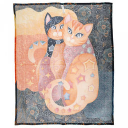 Салфетка хозяйственная 50х60см "Кошки" 1, рогожка 171г/м2, хлопок 100%, без упаковки, "Домашняя мода" (Россия)