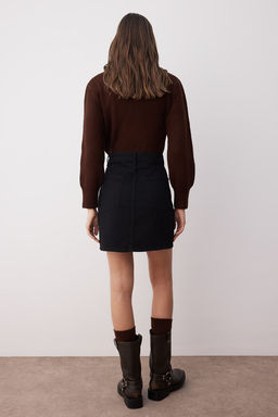 TRENDYOLMILLA Siyah More Sustainable Y?rtmacl? Yuksek Bel Mini Denim Etek TWOAW23ET00285  фото 4