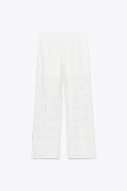 STRAIGHT-LEG TROUSERS WITH CUTWORK EMBROIDERY - Zara фото 9