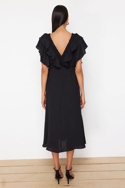 Siyah Duz A Kesim Volanl? Dokuma Elbise TWOSS24EL01053 - Trendyolmilla фото 6