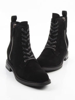 04-M3-1493 BLACK Ботинки зимние женские (натуральная замша, натуральный мех)