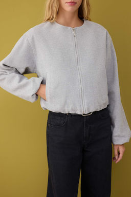Gri Oversize Kal?p Kase Bomber Ceket Mont TWOAW26MO00143