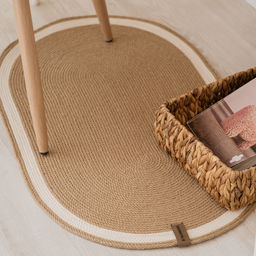 Коврик из джута овальный 50х80 см с белым кантом - Уютности фото 5