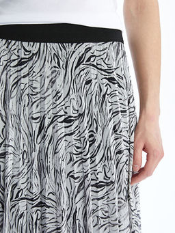 Beli Lastikli ?ifon Kad?n Pileli Etek