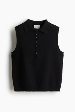 Su?ter sin mangas con cuello camisero