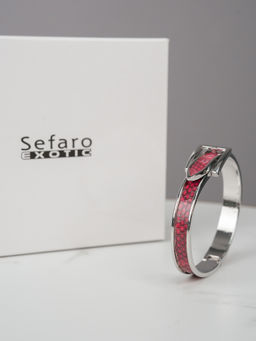 Браслет Sefaro из кожи морской змеи розовый  фото 3