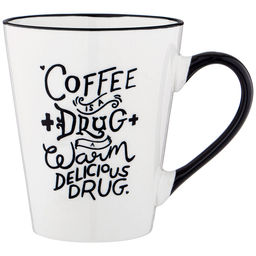 КРУЖКА БЕЛАЯ С ЧЕРНОЙ РУЧКОЙ 400 МЛ