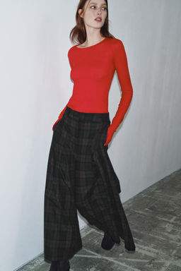 ZW COLLECTION CHECKED WOOL BLEND TROUSERS - Zara фото 2