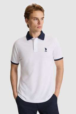 Erkek Beyaz Regular Fit Polo Yaka Basic Ti__rt