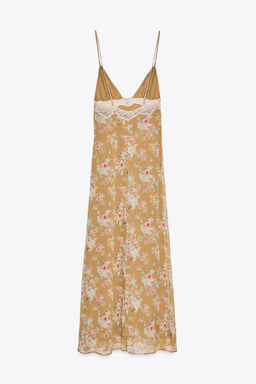 FLORAL PRINT LACE MIDI DRESS - Zara фото 8