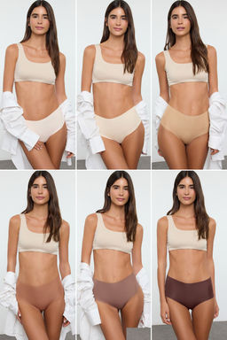 Trendyolmilla Pembe 6l? Micro Dikissiz/Iz Yapmaz Lazer Kesim Yuksek Bel Klasik Orme Kulot THMAW25KU00038  фото 9