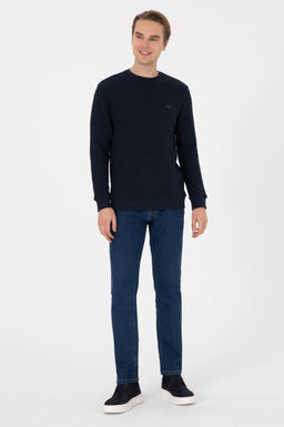 Erkek Regular Fit Bisiklet Yaka Lacivert Sweatshirt