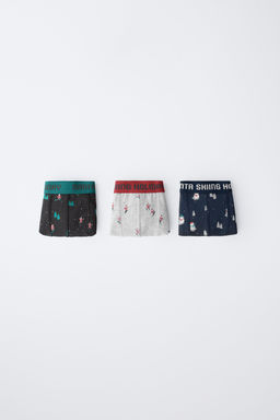 AGES 6-14 / PACK OF THREE SANTA AND SNOWMAN BOXERS