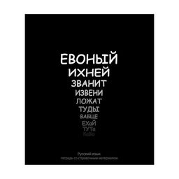 Тетрадь предметная На Чёрном 48 листов в линейку Русский язык, со справочным материалом, обложка мелованый картон, УФ-лак, блок офсет