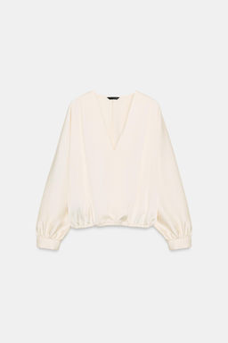 SATIN WRAP BLOUSE - Zara фото 12