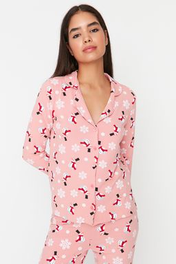 Trendyolmilla Cok Renkli %100 Pamuklu K?s Temal? Orme Pijama Tak?m? THMAW21PT0775