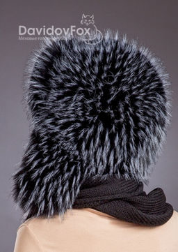 Шапка Ушанка экомех енот блэк