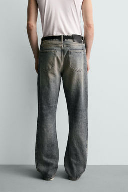 JEANS FLARE FIT LAVADO MANCHAS / Azul tinta - Zara фото 3