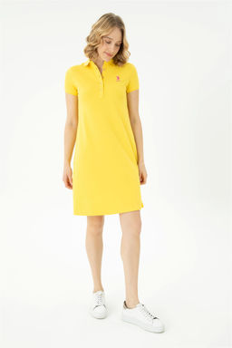 Женское желтое трикотажное платье - U.s. polo assn фото 3