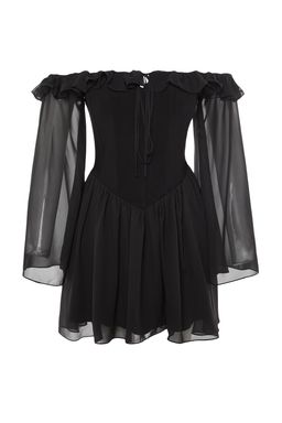 TRENDYOLMILLA Bridal Ekru A-Kesim Astarl? Volanl? Dokuma Sifon K?sa Dugun/Nikah S?k Abiye Elbise TPRSS23EL00096 фото 14