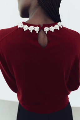 PLAIN KNIT SWEATER WITH FAUX PEARLS - Zara фото 12