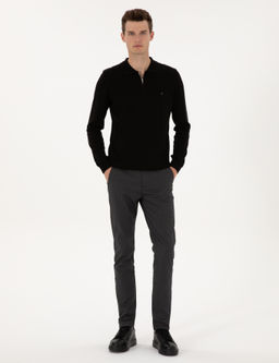 Siyah Slim Fit Kanvas Pantolon