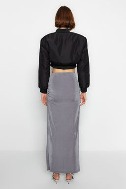 TRENDYOLMILLA Gri Premium Parlak Yuzeyli ve Yumusak Dokulu Drapeli Maxi Orme Etek TWOAW24ET00090 фото 10