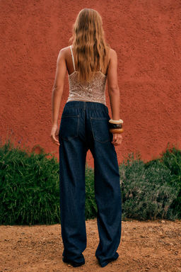 FLOWING DENIM-EFFECT TROUSERS - Zara фото 13