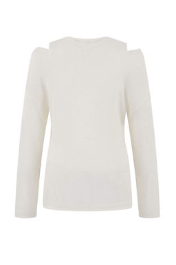 Wardrobe Essentials Ekru Kay?k Yaka Oversize 2li Atlet-Bluz Triko Ince Bluz TWOSS26BZ00283 - Trendyolmilla фото 2