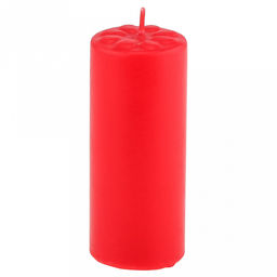 Свеча "Цилиндр" д4см, h10см, парафин, с декором, "Лепесточки", время горения 12,5 часов, красный (Россия)