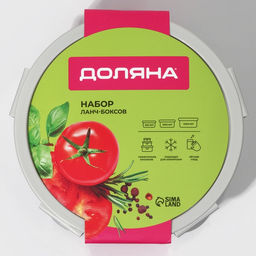 Контейнеры для еды Доляна, пластик, набор 3 шт., 500 мл, 1 л, 1.9 л, прозрачные