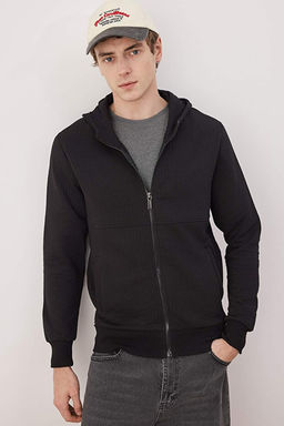 Siyah Regular/Normal Kesim Dokulu Kap__onlu Sweatshirt TMNAW26SW00061 - Trendyolmilla фото 2