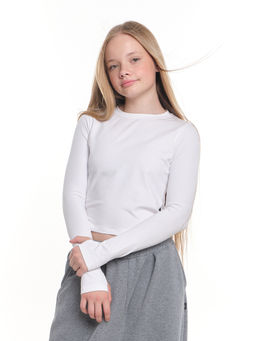 Лонгслив трикотажный спортивный с вырезом для пальца 22-7695 черный - Mini maxi фото 41