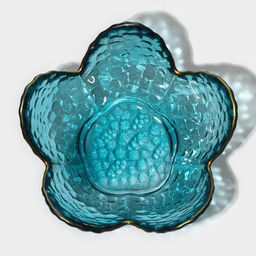 Салатник «Цветок», 150 мл, 12×5 см, фигурный, стекло, голубой