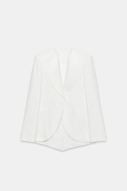 ZW COLLECTION TUXEDO-STYLE LINEN BLEND BLAZER - Zara фото 5