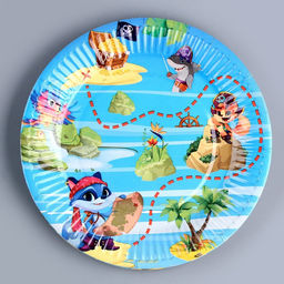 Набор бумажной посуды Сокровище пиратов: 6 тарелок, 6 стаканов - Страна карнавалия фото 6