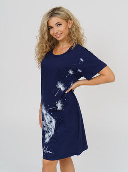 752 Футболка-туника "т.синий одуванчик"