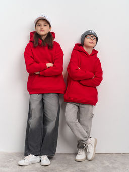 Толстовка с капюшоном для девочки "Basic" красный