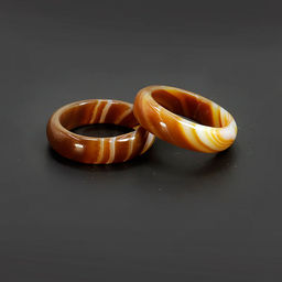 Кольцо из камня гладкое Агат коричневый привлекает достаток размеры 16-19мм