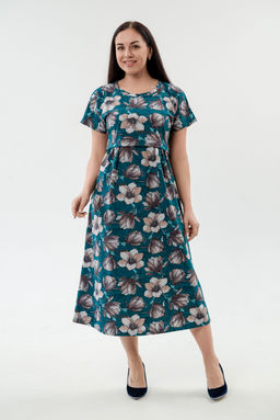 Платье женское из кулирки Миранда изумруд макси