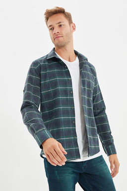 Ye_il Regular Fit Apoletli K__l_k Oduncu Kareli G_mlek TMNAW22GO0359