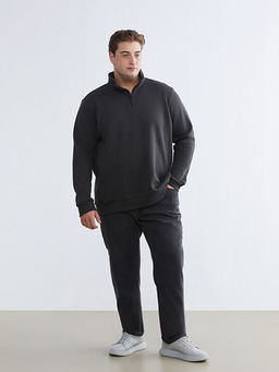 B?y?k Beden Dik Yaka Erkek Sweatshirt
