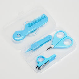 Набор по уходу за ребенком, 5 предметов: расческа, пинцет, ножницы, книпсер, пилка, голубой