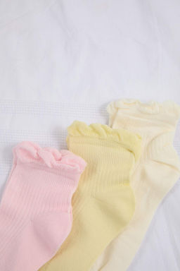 Sar?-Pembe 3lu Pamuklu Jakar Orme Corap THMSS26CO00024