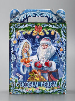 Цена за 5 шт. Подарочная новогодняя коробка «Новогодняя карусель», для сладких подарков, 16.8×7×25 см