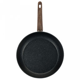 Сковорода с двухслойным антипригарным покрытием Terra д28см, h5,2см, s2,6мм, дно s3,1мм, индукционное дно д19см, кованный алюминий, бакелитовая ручка с покрытием soft-touch, имитирующим текстуру дерева, Regent (Китай) Подходит для всех видов пл - Домашняя мода фото 2