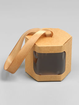 Цена за 5 шт. Коробка подарочная шестигранная, с окном, крафт, 12,5 х 7 х 7 см