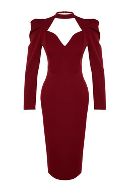 Trendyolmilla Siyah Vucuda Oturan Dokuma S?k Abiye Elbise TPRAW24EL00004  фото 7