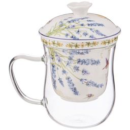 КРУЖКА СТЕКЛЯННАЯ С СИТОМ LEFARD ПРОВАНС ЛИМОНЫ 350 МЛ  фото 3